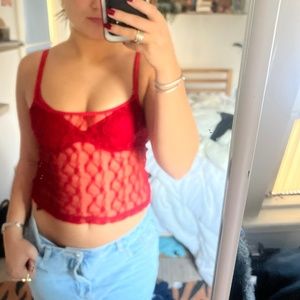red lace top